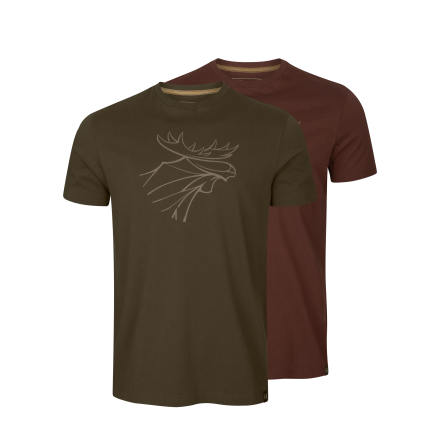 H�rkila Graphic T-Shirt 2-pack Willow Green/ Burgundy